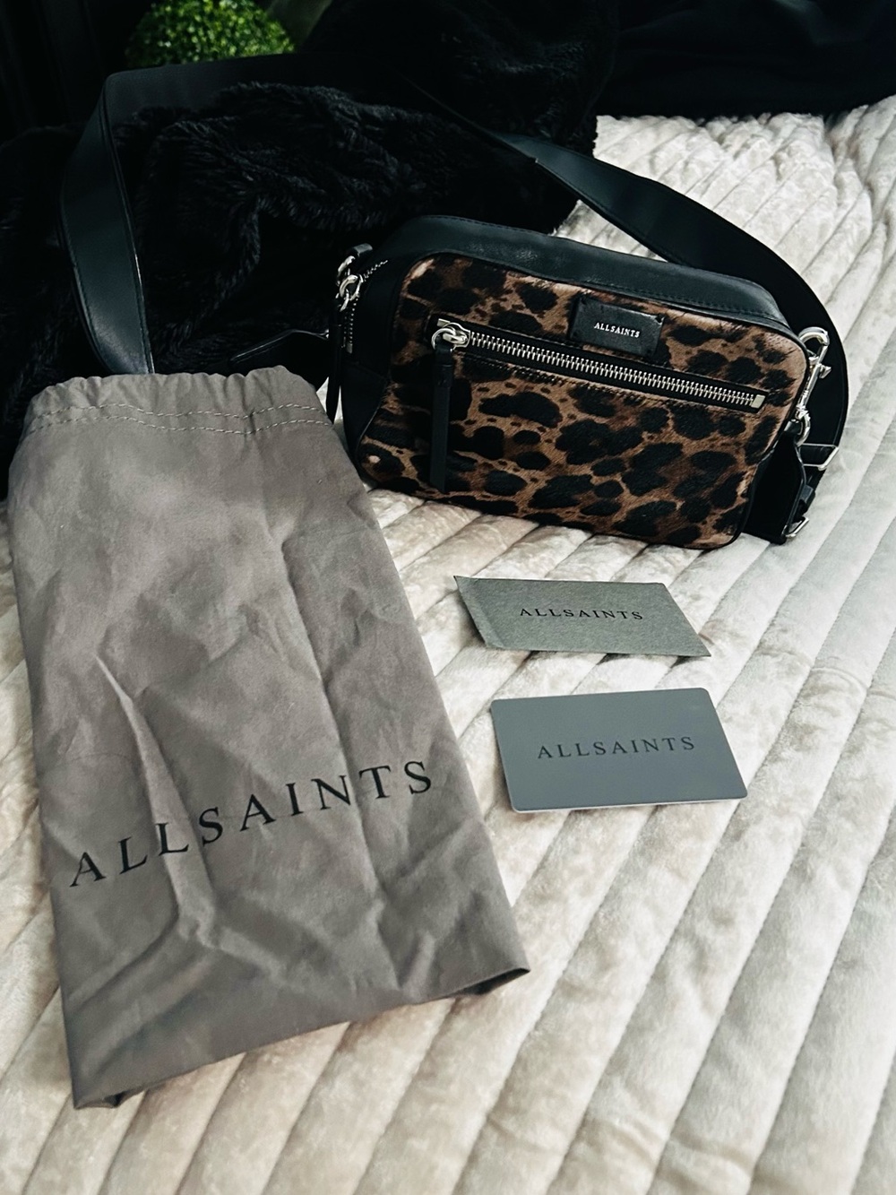 ALL SAINTS Vincent leopard and leather crossbody